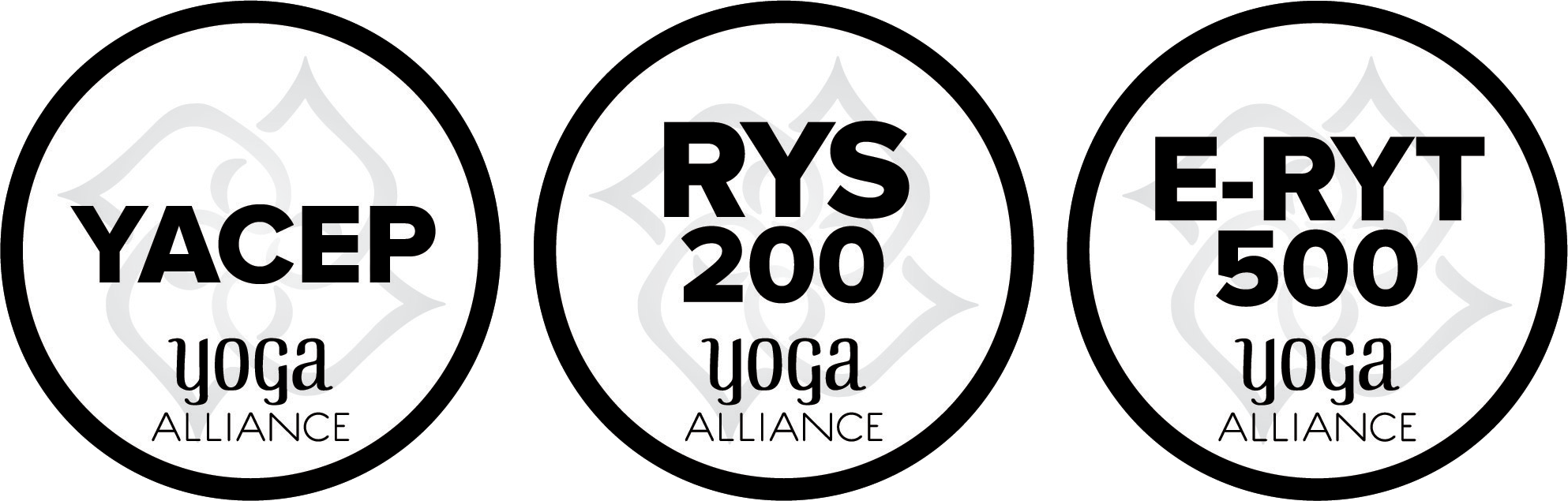 YACEP, RYS, ERYT Yoga alliance badges